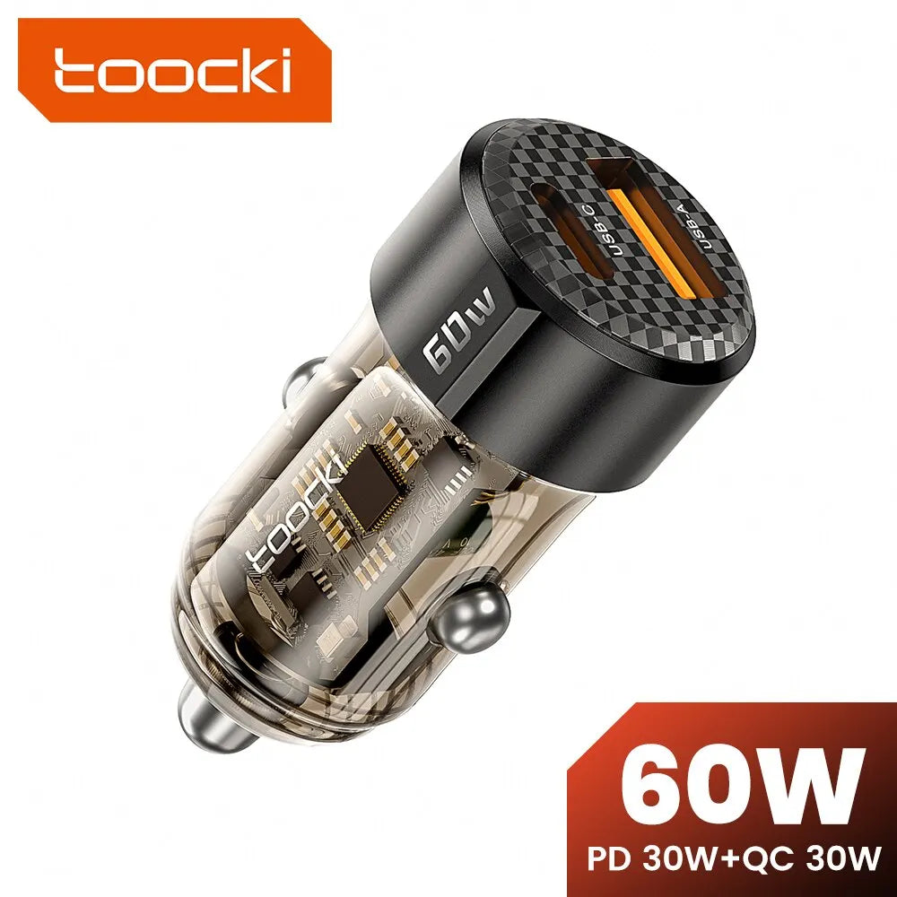 60W transparent fast car charger