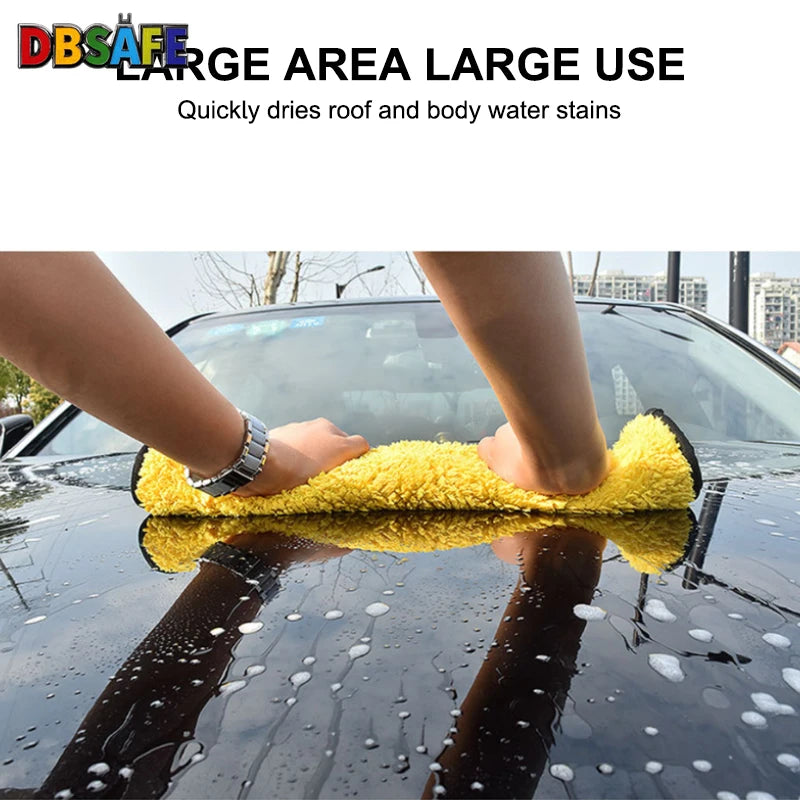 Drying a car with microfiber towel